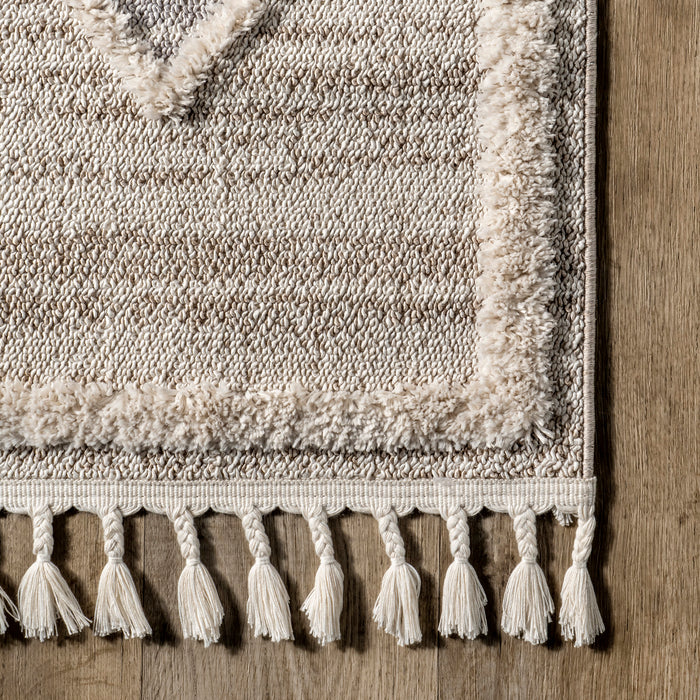 Moroccan Area Rug in Beige for Living Room