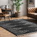 Moroccan Black Diamond Pinstripes Shag Rug 60cm x 90cm