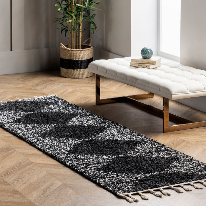 Moroccan Black Tassel Shag Rug 120x180 cm