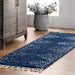 Tappeto marocchino a pelo lungo con nappe e diamanti blu, 120x180 cm