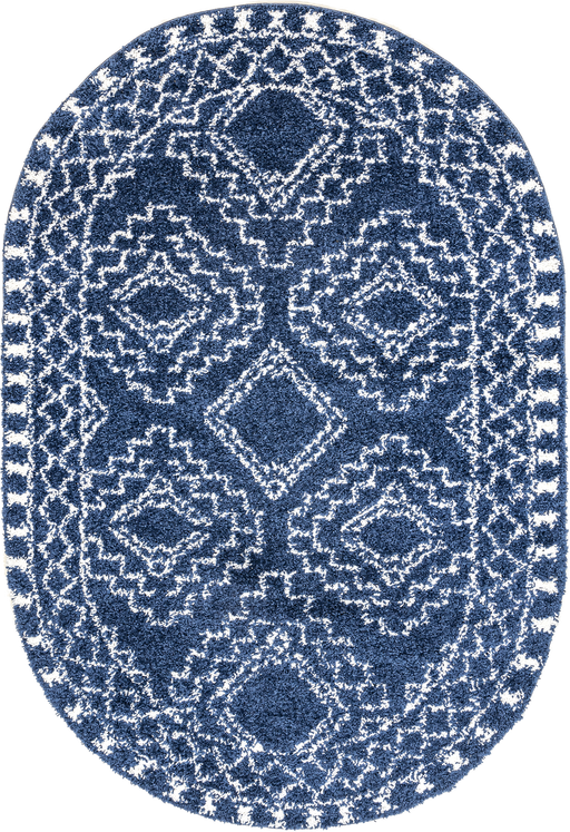 Moroccan Blue Tassel Area Rug 140x200 cm