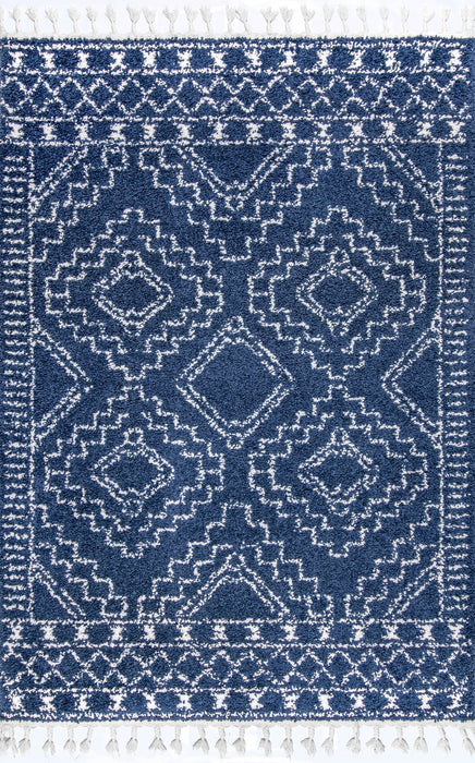 Marokkaans blauw vloerkleed met kwastjes 160x230 cm