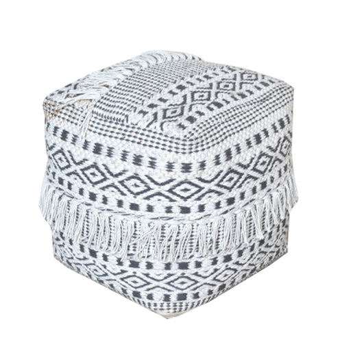 Moroccan Cotton Pouf With Tassels And Knotting