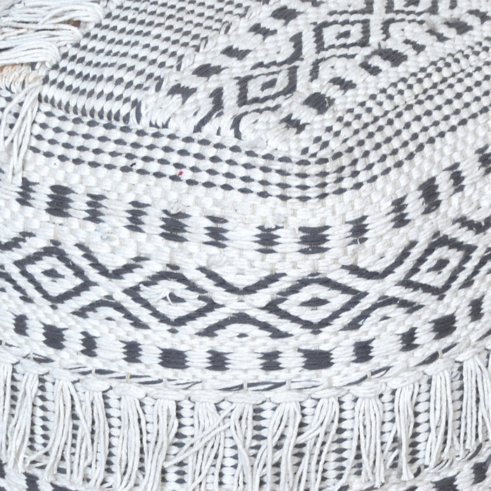 Moroccan Cotton Pouf With Tassels And Knotting