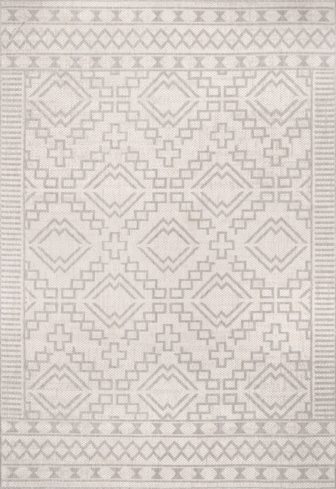 Moroccan Diamond Area Rug For Indoor Outdoor Use Grey