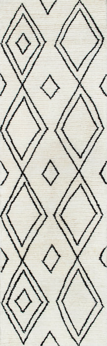 Moroccan Diamond Pattern Wool Area Rug 120 x 180 cm