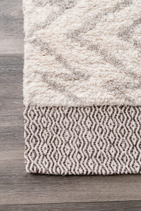 Moroccan Diamond Shag Area Rug Grey 60x90 cm