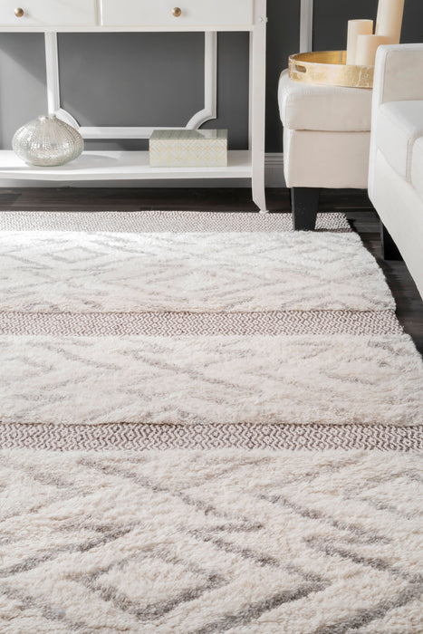 Moroccan Diamond Shag Area Rug Grey 60x90 cm