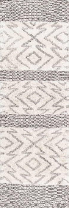 Moroccan Diamond Shag Area Rug Grey 60x90 cm