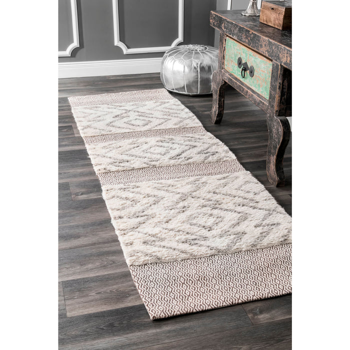 Moroccan Diamond Shag Area Rug Grey 60x90 cm