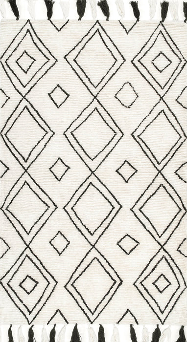 Moroccan Diamond Shag Rug 140x200 cm Ivory