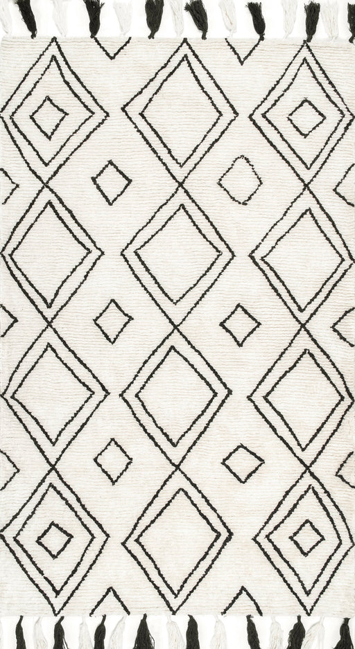 Moroccan Diamond Shag Rug 140x200 cm Ivory