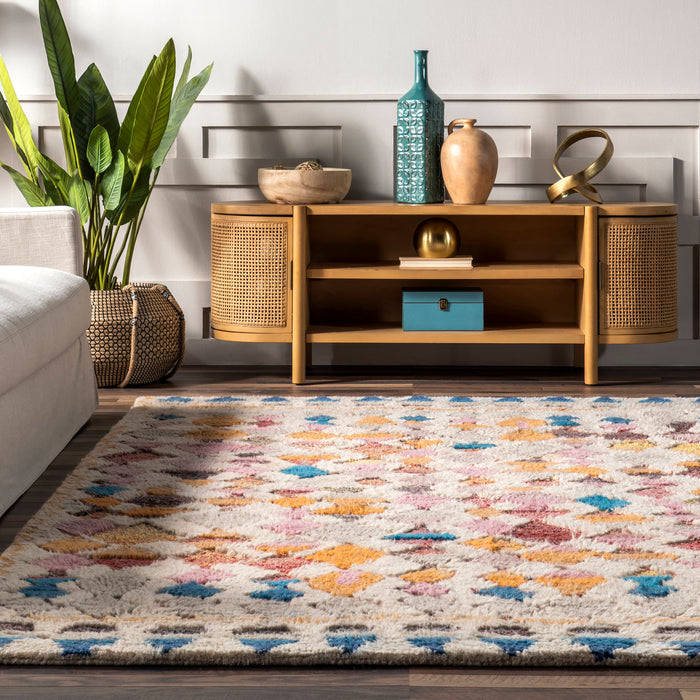 Moroccan Diamond Shag Rug in Multicolor 80x150 cm