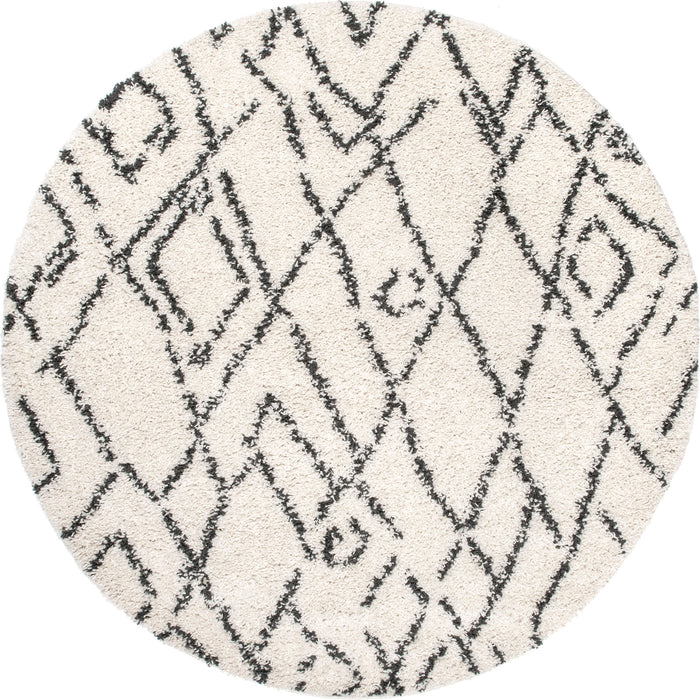 Moroccan Diamond Tassel Area Rug 120cm Off White