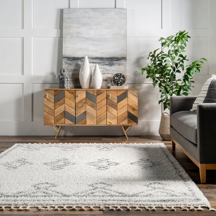 Moroccan Diamond Tassel Area Rug 120x180 cm