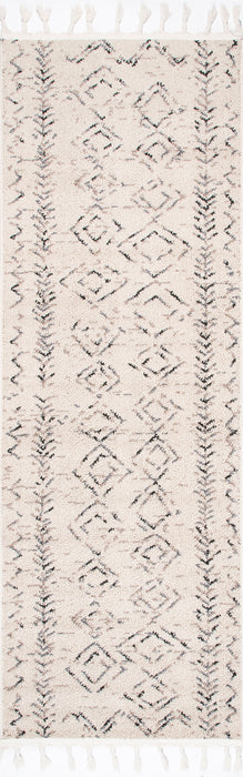 Moroccan Diamond Tassel Area Rug 140x200 cm Ivory