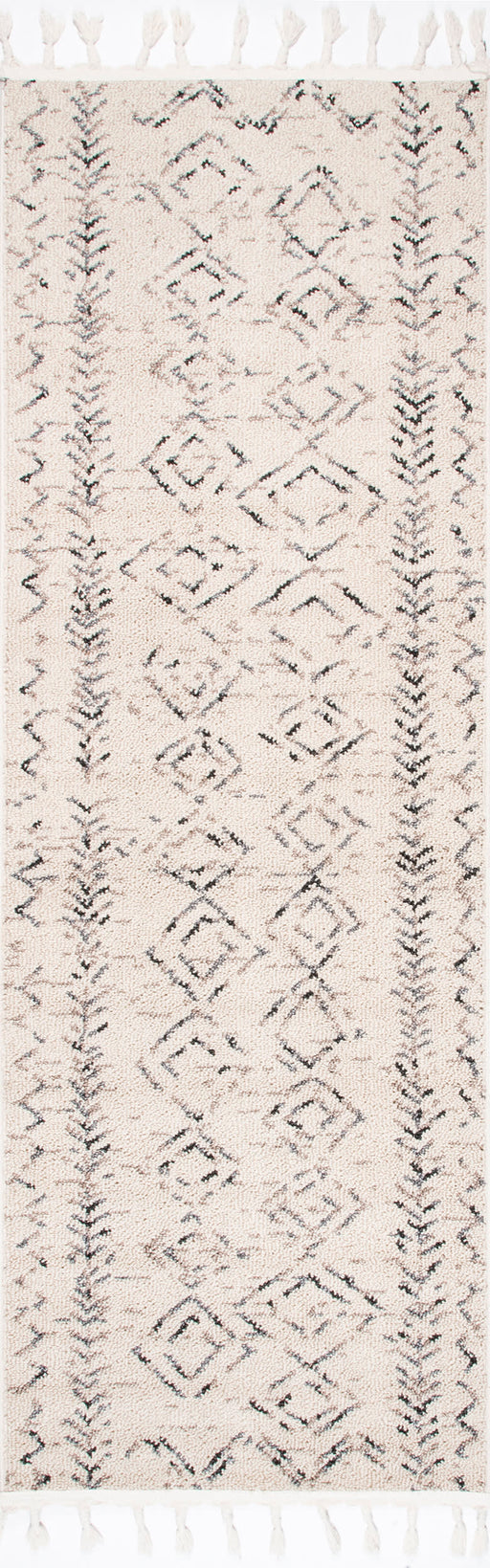 Moroccan Diamond Tassel Area Rug 140x200 cm Ivory
