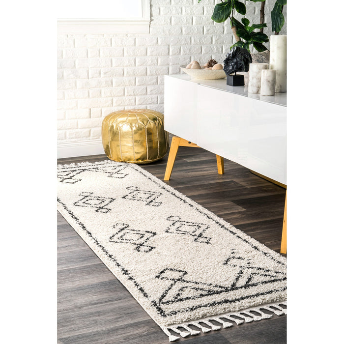 Moroccan Drop Tassel Area Rug 152x244 cm Off White