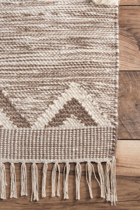 Marokkolainen Fringe Wool Area -matto beige 160x230 cm