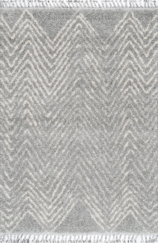 Marokkaans grijs Chevron-tapijt met kwastjes 160x230 cm