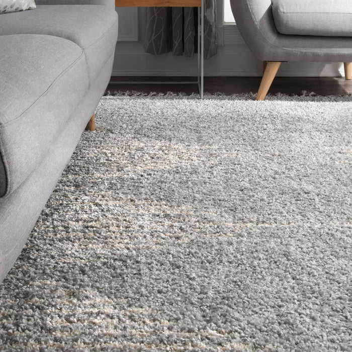 Moroccan Grey Diamond Pinstripe Tassel Area Rug 140x200 cm