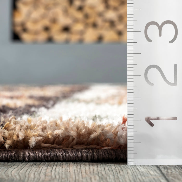 Moroccan Grey Diamond Shag Rug With Tassels 140x200 cm