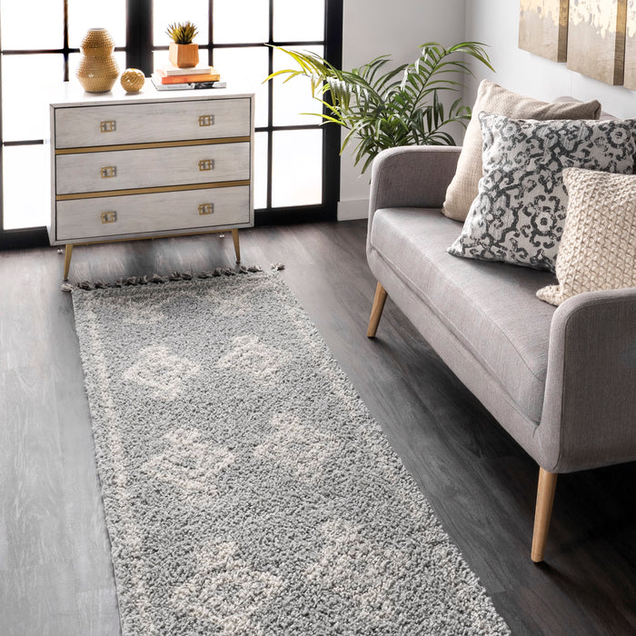 Moroccan Grey Tassel Area Rug 160x230 cm