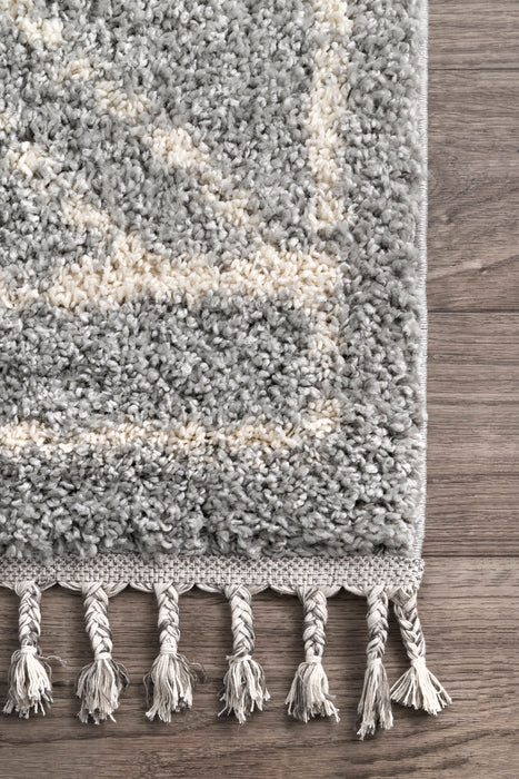 Moroccan Grey Tassel Area Rug 160x230 cm