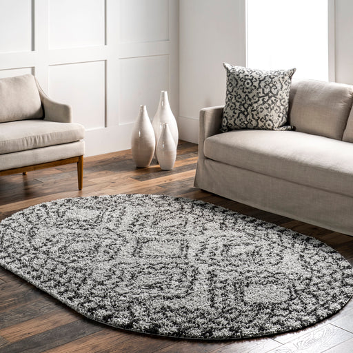 Moroccan Grey Tasseled Area Rug 150x90 cm