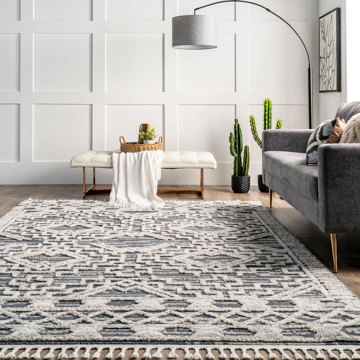 Moroccan Grey Textured Area Rug 150x240 cm