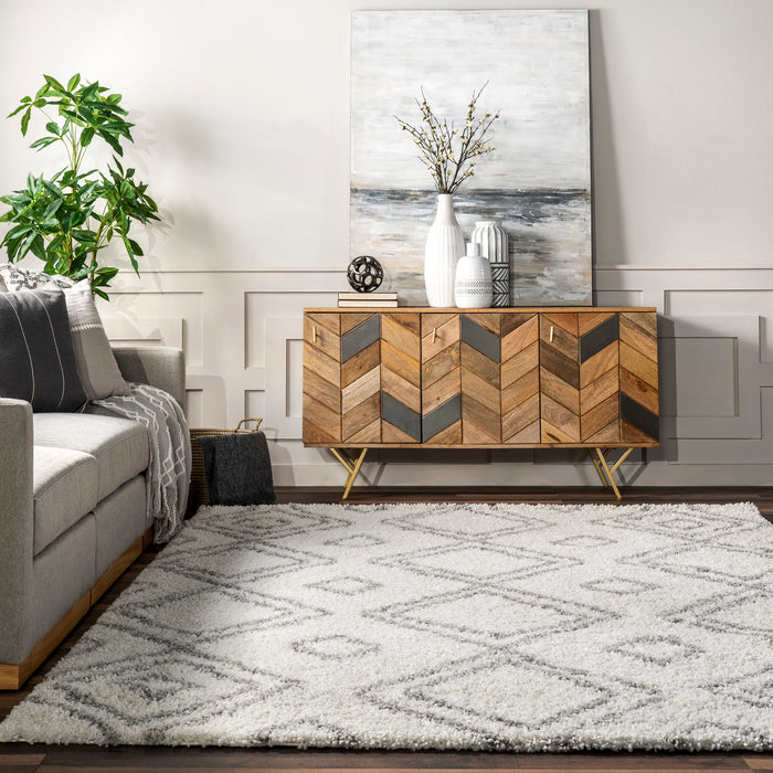 Moroccan Inspired Shag Rug 120x180 cm White