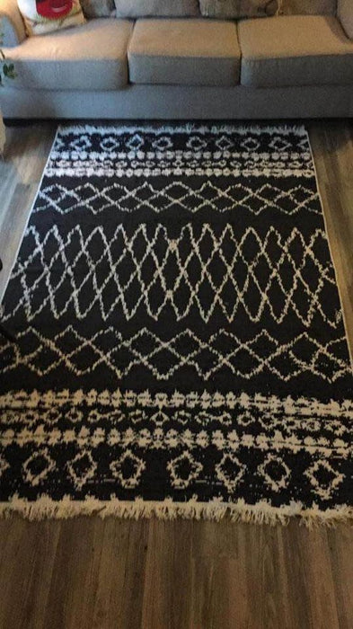 Moroccan Kilim Area Rug 150cm x 240cm Black and White