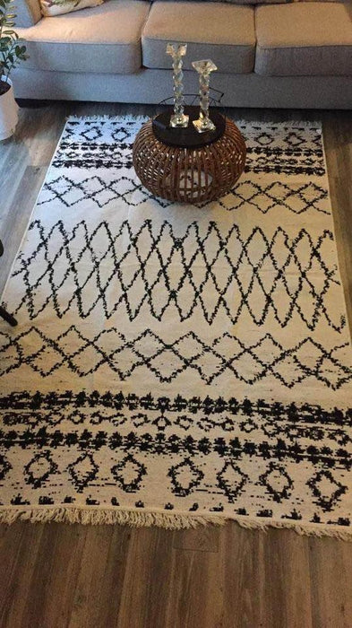 Moroccan Kilim Area Rug 150cm x 240cm Black and White