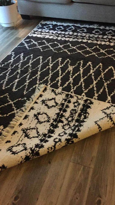 Moroccan Kilim Area Rug 150cm x 240cm Black and White