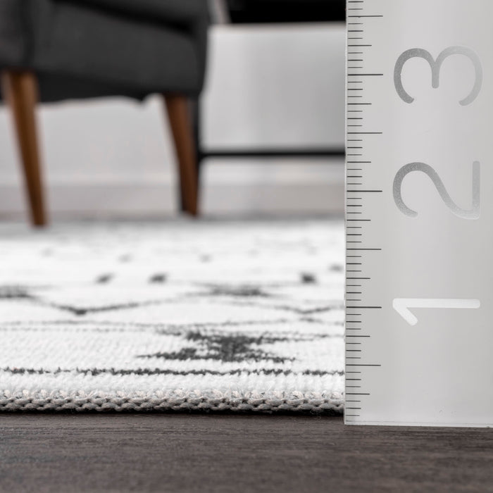 Moroccan Machine Washable Area Rug in White 150x250 cm