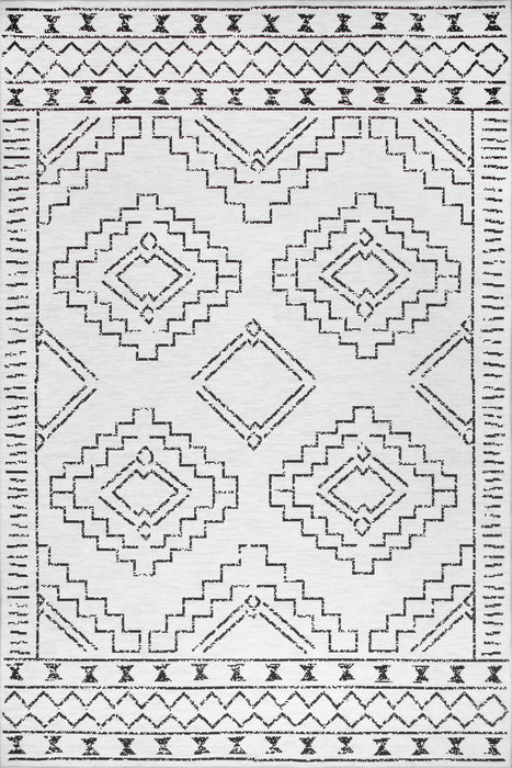 Moroccan Machine Washable Area Rug in White 150x250 cm