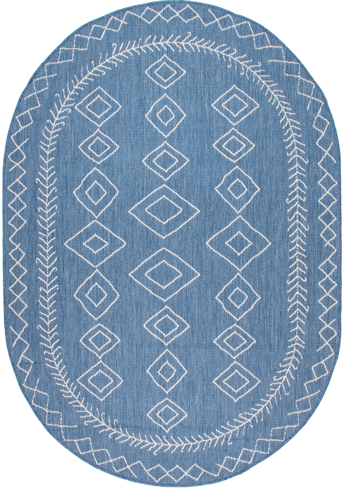 Moroccan Pattern Indoor Outdoor Area Rug Blue 140x200 cm