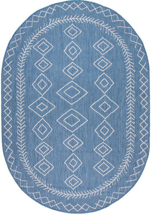 Moroccan Pattern Indoor Outdoor Area Rug Blue 140x200 cm