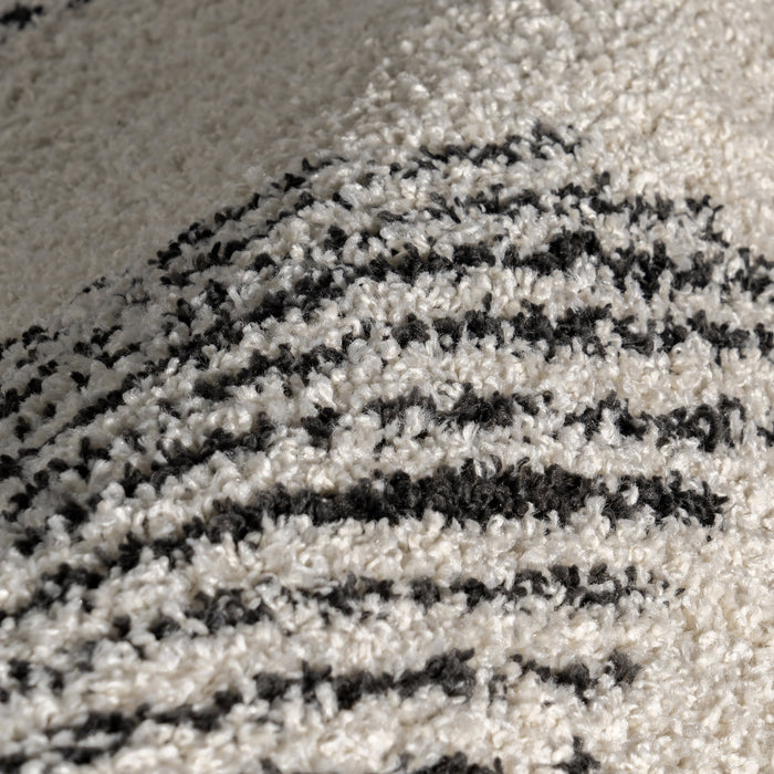 Moroccan Pinstripe Tassel Area Rug 160x230 cm Off White