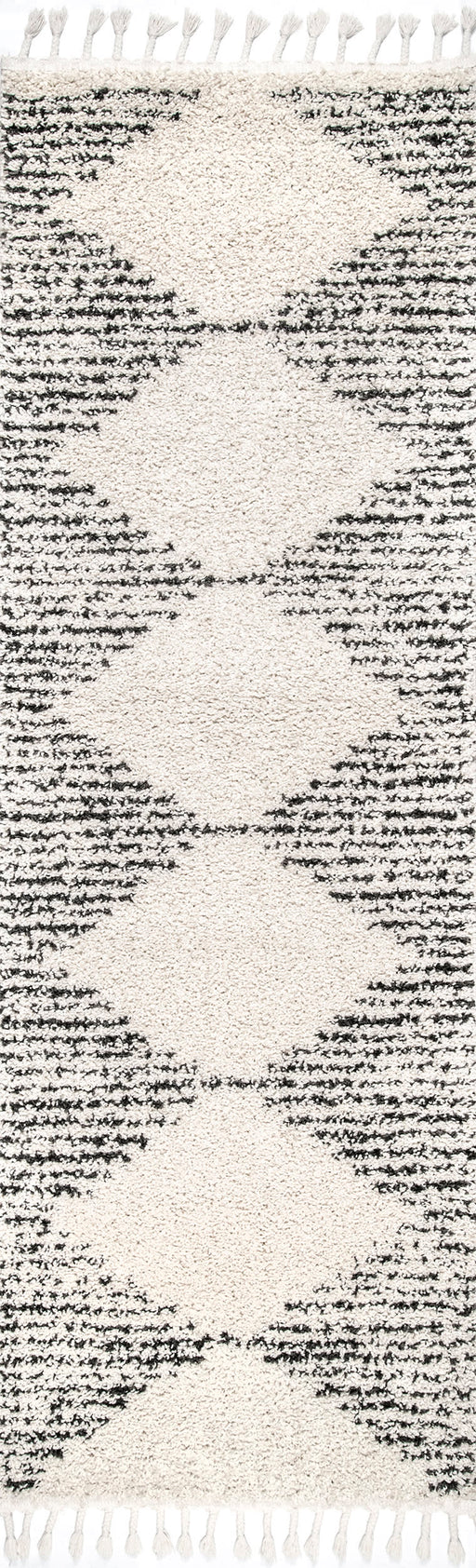 Moroccan Pinstripe Tassel Area Rug 160x230 cm Off White