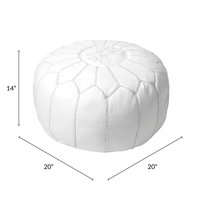 Moroccan Pouf Accent in White for Home Decor and Seating