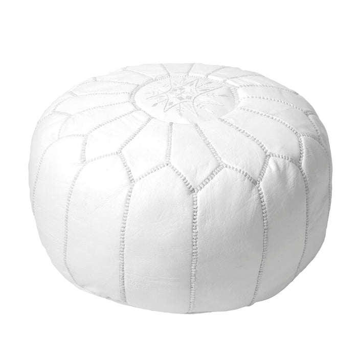 Moroccan Pouf Accent in White for Home Decor and Seating