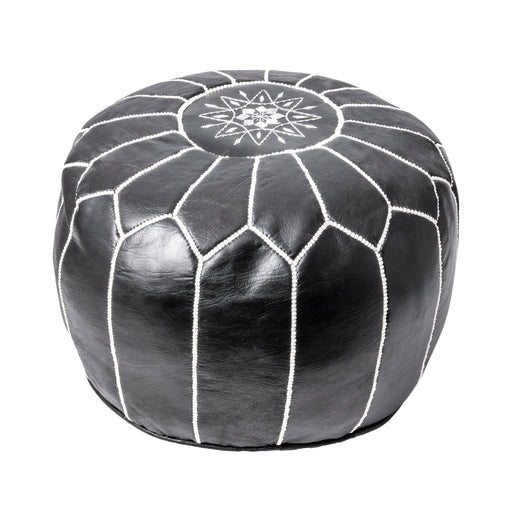 Moroccan Pouf Ottoman Black Versatile Seating Decor