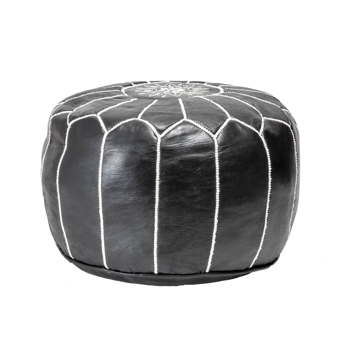 Moroccan Pouf Ottoman Black Versatile Seating Decor