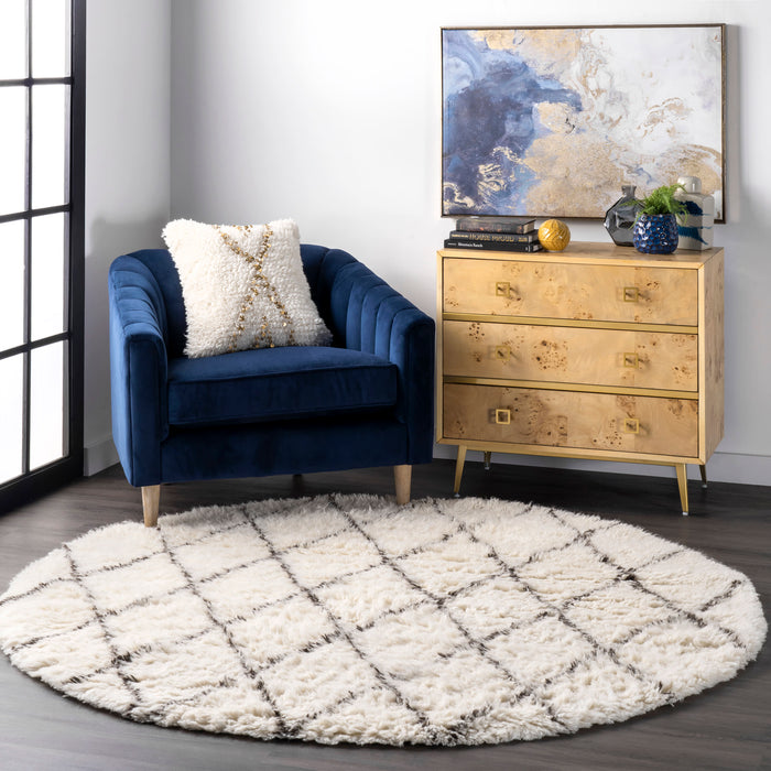 Moroccan Shag Area Rug 100% Wool 150x230 cm Ivory