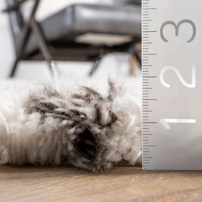 Moroccan Shag Area Rug 100% Wool 150x230 cm Ivory