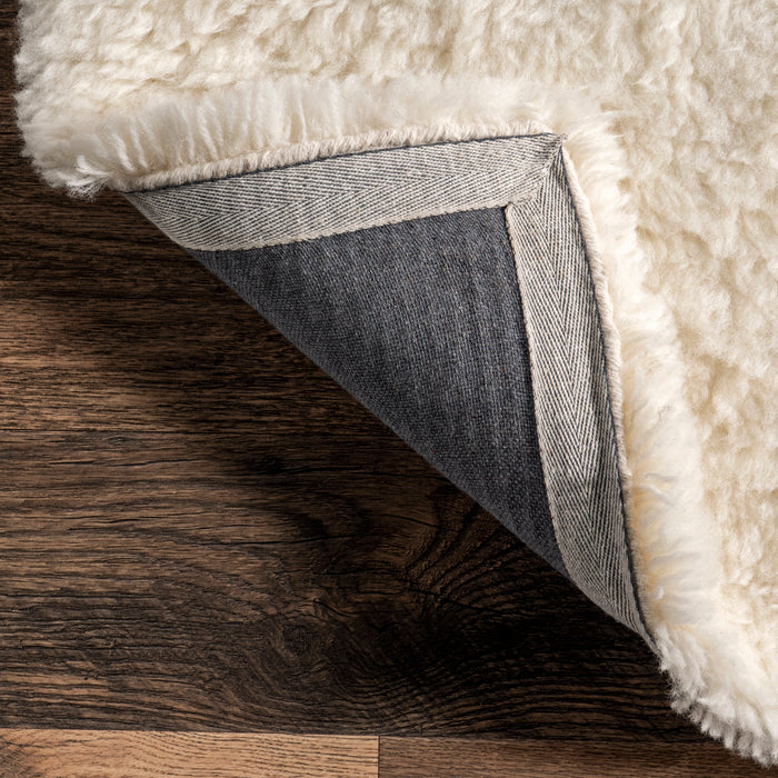 Moroccan Shag Area Rug 100% Wool Solid Ivory 120x180 cm