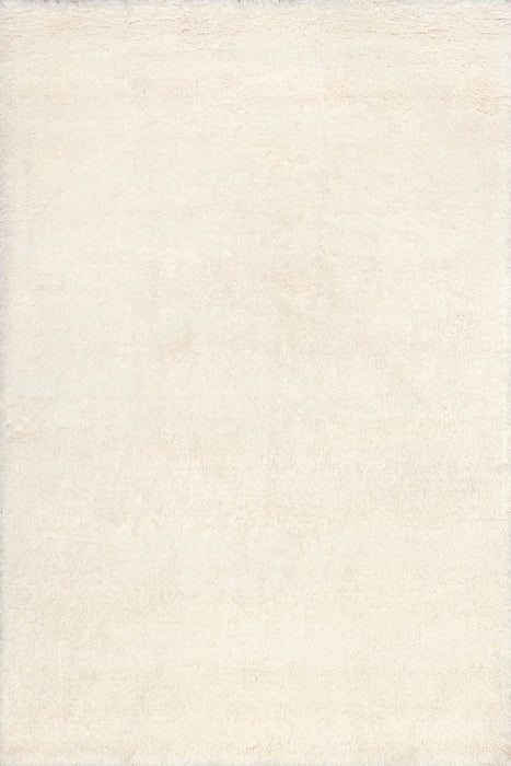 Moroccan Shag Area Rug 100% Wool Solid Ivory 120x180 cm