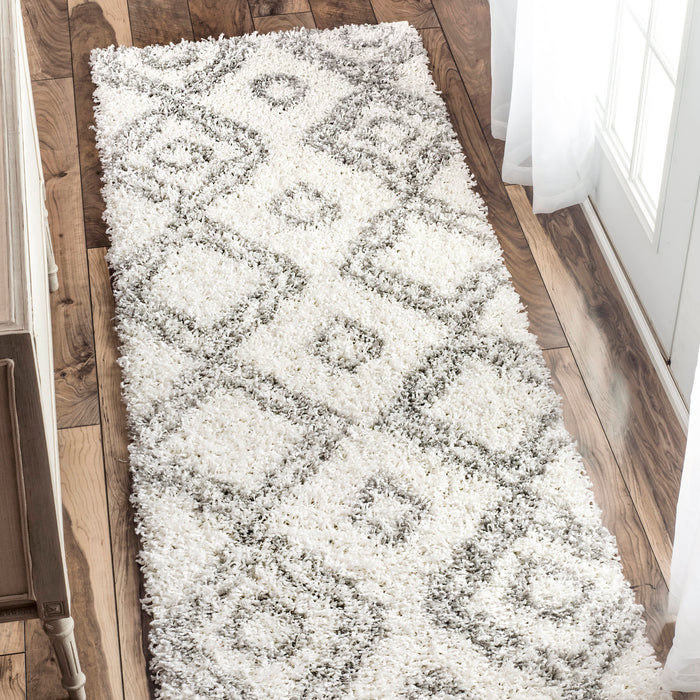 Moroccan Shag Area Rug 120x180 cm White