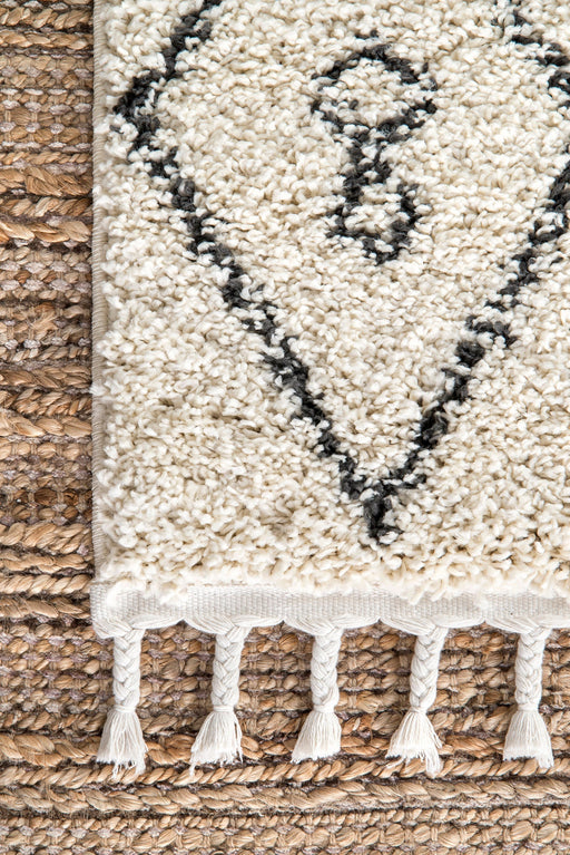 Moroccan Shag Area Rug 140x200 cm Off White